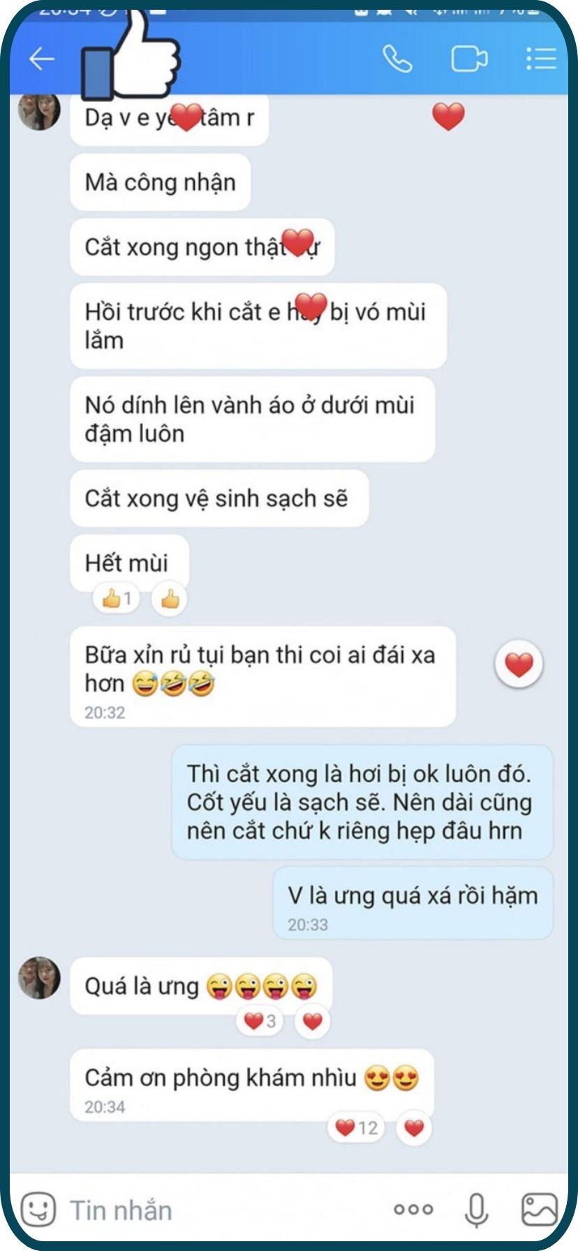 Khách hàng phản hồi sau khi cắt bao quy đầu